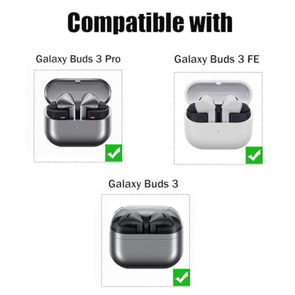 Soft Silicone Ear Hooks for Samsung Galaxy Buds 3 Pro(3/3 FE),Anti-Slip Fit | Includes Lanyard & Cleaning Cloth, Sports Anti-Slip Earbuds Accessories, Black - color: Black