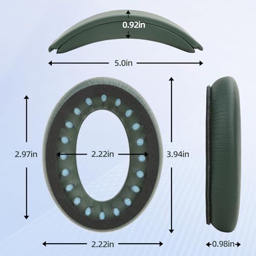 Protein Leather Ear Pads for Bose QuietComfort QC35 QC45 Headband Cushion Cover Replacement Kits with Protein Leather& Memory Foam (Cypress Green) - color: Green