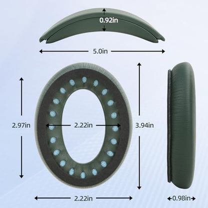 Protein Leather Ear Pads for Bose QuietComfort QC35 QC45 Headband Cushion Cover Replacement Kits with Protein Leather& Memory Foam (Cypress Green) - color: Green