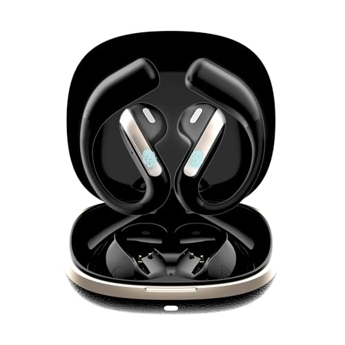 Piluyaa Open Ear Bluetooth 5.3 Earbuds, Wireless Headphones Sport Over Earphones Built-in Mic with Ear Hooks, 58H Playtime Ear Buds Fast Charging, IPX7 Waterproof for Running/Workout-Black - color: BLACK
