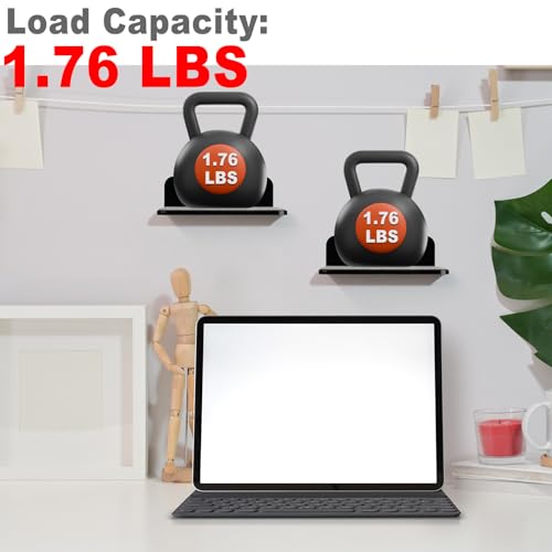 Small Floating Shelves Speaker Shelves-2 Pack Wall Shelves Speaker Mount for Speaker Webcam Display Shelf Acrylic Shelves 4.25 x 4 inche(Black, Small) - color: Black, size: Small
