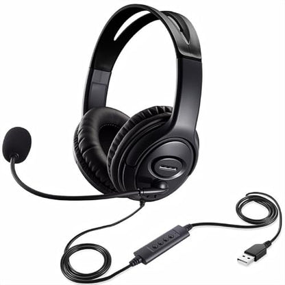 USB Headset with Mic, Computer Wired Headphones with Microphone for PC, Laptop (Black - Full Ear Cups) - color: black - full ear cups