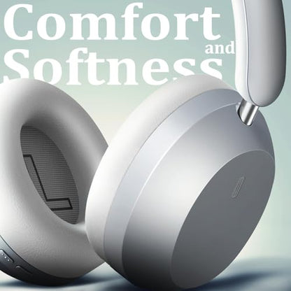 Wentronic Y04 Bluetooth Headphones Active Noise Cancelling Wireless Over Ear Headsets 48 Hours Playtime High Sound Quality Foldable Earphones with Soft Ear Cushion for Travel - Silver - color: Sliver