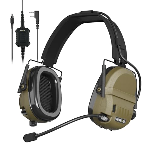 Retevis EH080K Noise-Reducing Communication Headset,with Hearing Protection | for Shooting,Wireless Connectivity,Walkie Talkies Headset ENC,NRR 22 dB,Earmuff with 5X Sound Amplification,Over-the-Head