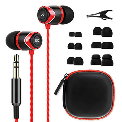 SoundMAGIC E10 Wired Earbuds, No Mic, Premium Hi-Fi, 3.5mm Jack, Red | Rich punchy bass, Full layered audio, All-metal build, Tangle-free cable, Passive noise isolation, Ergonomic comfortable fit - color: Red