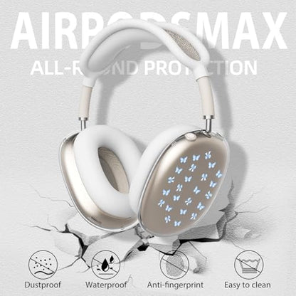 Cute Blue Butterfly Clear Case for Airpods Max Headphones Kawaii Bow Soft TPU Ear Cups Cover Anti-Scratch Silicone Ear Pad Protective Case Aesthetic Headband Cover for Apple Airpods Max - color: Blue bow butterfly 24