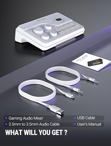 FIFINE SC8W Gaming Audio Mixer for Streaming with 7.1ch Surround sound