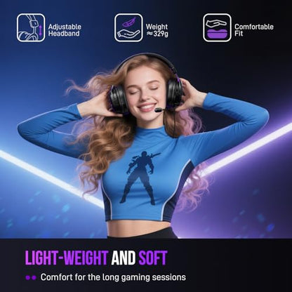 FIFINE H9 Wired Gaming Headset with Microphone, 3.5mm and USB Connectivity | 50mm Drivers, 7.1 Surround Sound, Lightweight, Soft Ear Cusion, Detachable Boom Mic, USB Control Box, for PC, Xbox, PS4/5 - color: Black