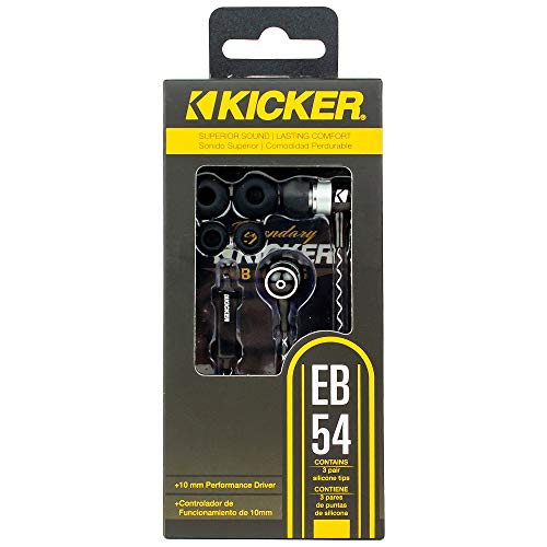 Kicker EB54 Wired Earbuds with Microphone | Great Gaming Earphones for PC, iOS & Android | Noise Cancelling Earbuds Wired with 3.5mm Plug | 53.15-Inch Cable with in-Line Mic and Control Button - color: EB54