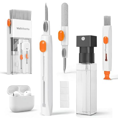 20-in-1 AirPod Cleaning Kit Pro 4 3 2 1 Cleaner Tool for Earbud Phone | Multifunction Deep Cleaning Headphones Keyboard Screen with Soft Brush, Metal Tip, Flocking Sponge, 15ml Spray, Cloth, Putty
