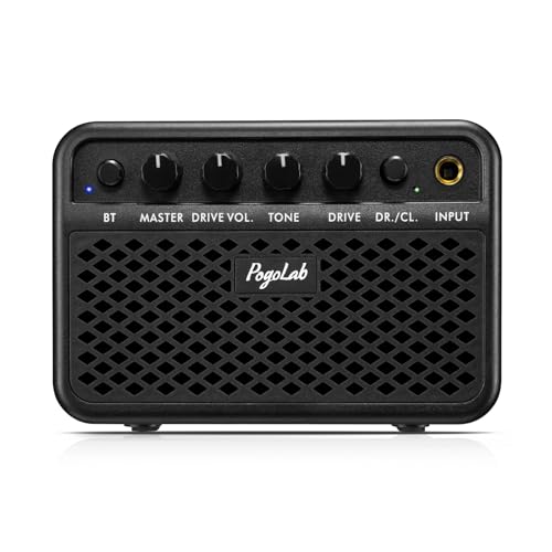 Mini Guitar Amp, 5W Small Portable Electric Guitar Amplifier, Clean & Drive Effects 2 Channels, Rechargeable Bluetooth Speaker with Headphone Jack, for Daily Practice (Black)