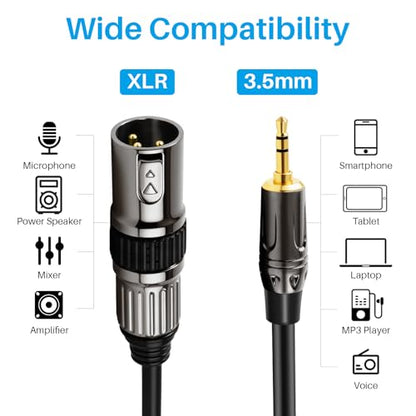 XLR to 3.5mm (1/8 inch) Microphone Cables, 1 Pack 6 Feet Oxygen-Free Copper 3-Pin Male to Male XLR Cables for Smartphone,Laptop, MP3 Player, Podcast Audio Mixer and More - size: 6 Feet, style: 1 Pack(XLR to 3.5mm Cables)