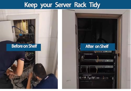 Server Rack Shelf - 2Pcs 1U Rack Shelf for 19 Inch Cases - Ideal for Audio Racks, Network Equipment Shelf Mounting, Cantilever Mount (1U-2pcs)