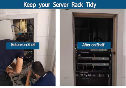 Server Rack Shelf - 2Pcs 1U Rack Shelf for 19 Inch Cases - Ideal for Audio Racks, Network Equipment Shelf Mounting, Cantilever Mount (1U-2pcs)