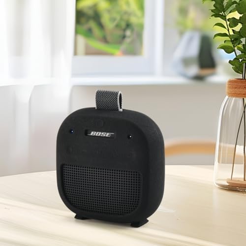 Silicone Case Sleeve for Bose SoundLink Micro 2nd Gen,Protective Case for Bose SoundLink Micro 2,with Carabiner (Black) - color: black