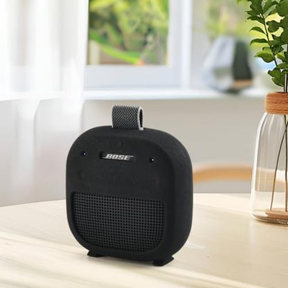 Silicone Case Sleeve for Bose SoundLink Micro 2nd Gen,Protective Case for Bose SoundLink Micro 2,with Carabiner (Black) - color: black