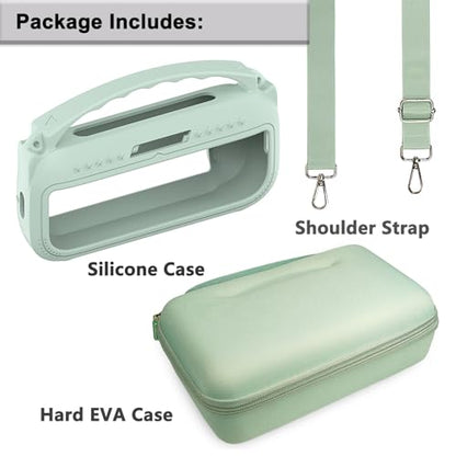 JCHPINE Silicone Cover and Carrying Case for Bose SoundLink Flex Speaker | Protective Cases with Handle and Shoulder Strap, Soft Silicone Cover and Hard Travel Case (Alpine Sage) - color: Alpine Sage Case