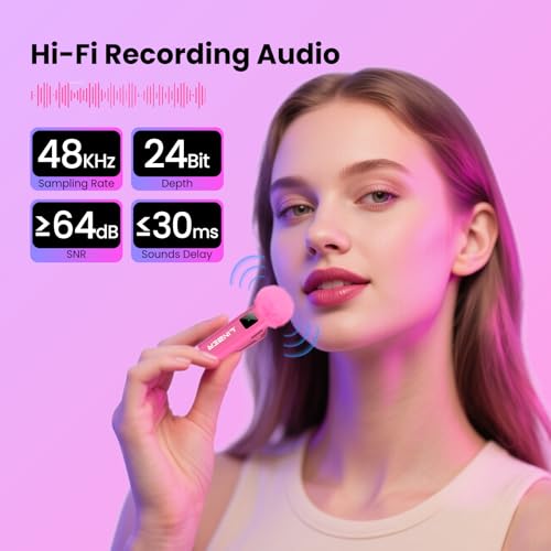 Pink Wireless Lavalier Microphone for iPhone, Noise Cancelling - color: Pink, style: A3 (2TX+1RX)