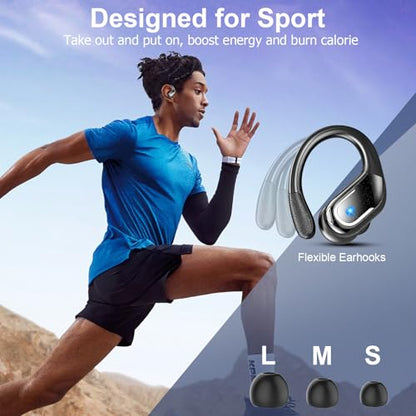 Ltinist Wireless Earbuds, 75hrs Bluetooth 5.4 Headphone Sport, 2026 Bluetooth Earbuds Deep Bass Over Ear Buds with Earhooks, ENC Noise Cancelling Earphone Mic, IP7 Waterproof for Workout/Running/Gym - color: A-Deep Black