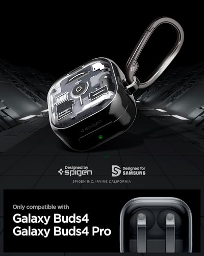 Spigen Ultra Hybrid Designed for Galaxy Buds 4 Pro/Buds 4 Case (2026) | TPU & PC Dual Layer Protection, DDP Printing, Included Carabiner, Wireless Charging Compatible - Zero One - size: Buds4 Pro / Buds 4