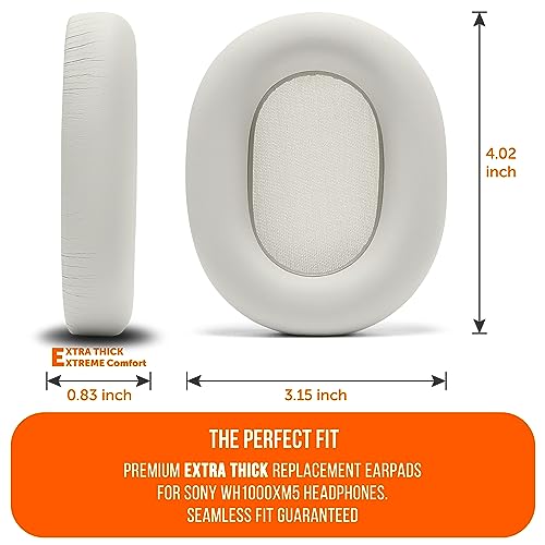 WC PadZ XM5 - Premium Replacement Earpads Compatible with Sony WH-1000XM5 | Made by Wicked Cushions | Soft PU Leather, Extra Thick, Noise-Isolating Memory Foam | Silver - color: Silver