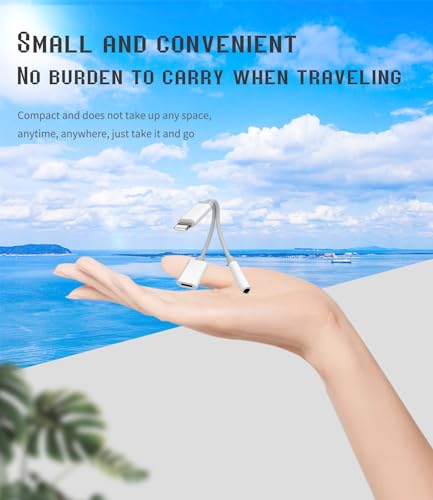 Lightning to 3.5mm Splitter(2in1) for iPhone AUX Adapter Headphone Jack Charger Dongle Cord MFI Certified for iPad 11 12 13 14 Pro 8 Plus Audio Earbud Power Converter Cable Charging Connector