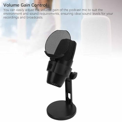 USB Microphone for Enhanced Sound Gaming, Fast Mute Function for Streaming and Gaming Metal Construction (Black)