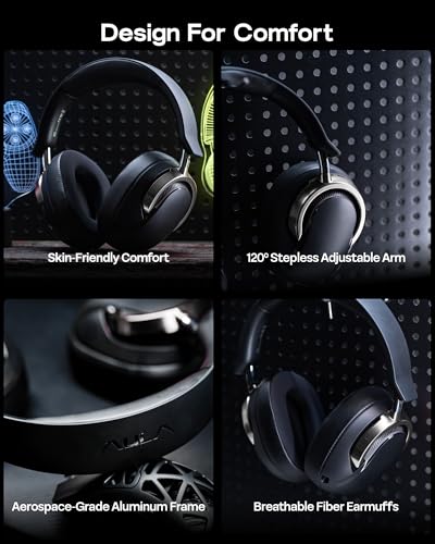 MechLands AULA A700 Wireless Gaming Headset with 7.1 Surround Sound, 50mm Driver, 2.4GHz/BT/Wired, Gaming Headphone with Noise Canceling Mic, RGB Light, 40H Battery, for PS4/PS5/PC/Switch (Black Grey) - color: Black Grey