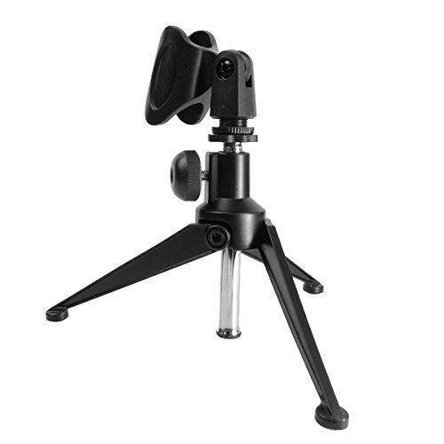 Adjustable Tabletop Mic Stand Portable Foldable Desktop Tripod Microphone Stand with Clip