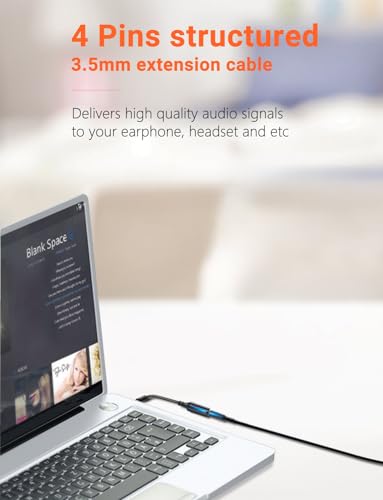 3 Pack 3.5mm Headphone Extension Cable TRS AUX 4 Pole 3.88 inch | Extender, Stereo Adapter Convertor, Laptop Headset Phone