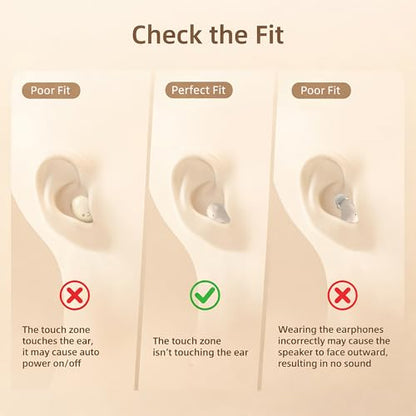 Invisible Sleep Earbuds, Mini Wireless Bluetooth Earbuds for Side Sleepers, Ultra-Light Ergonomic Design, Smart Touch Control, Auto Pairing, IPX5 Waterproof, Deep Bass Stereo（DeepWhite） - color: Deep White