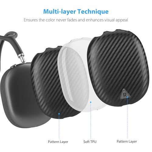 Carbon Fiber Texture Case Cover for AirPods Max Headphone, TPU Anti-Scratch Ear Cup Cover, Protective Skin Accessories for Apple AirPods Max(2024/2020) - Rose Gold - color: Rose Gold