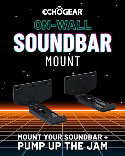 ECHOGEAR Soundbar Wall Mount for Speakers up to 20lbs, 3” Depth Adjustment | Universal soundbar mount installs to drywall or wood studs w/ all hardware included, bottom & rear mounted speaker compatible