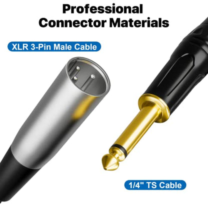 EBXYA 1/4'' TS Mono Guitar to XLR Male Unbalanced Cable 3 Ft, 6.35 Jack to XLR Cable, 2 Packs | 6.35 Jack to XLR Cable, 2 Packs - color: 2 Packs of TS to XLR Male 3 FT