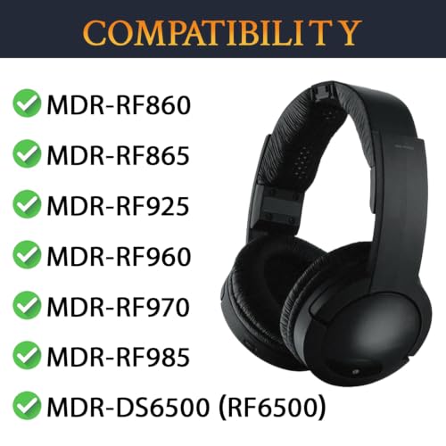 SOULWIT Earpads for Sony MDR-RF985R/RF6500 - Black | for MDR-RF(985R/970/970RK/960R/960RK/925RK/865/865R/865RK/860/860F), MDR-DS6500(RF6500) Headphones