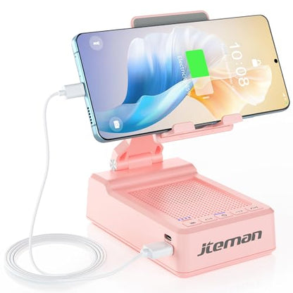 JTEMAN Gifts for Men Women,Cell Phone Stand with Bluetooth Speaker,Cool Tech Gadgets,Unique Birthday Gifts for Men Husband Mom Dad-Pink - color: Pink