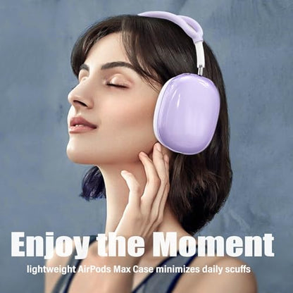 4 in 1 Set for AirPod Max Case Cover, Anti-Scratch Ear Pad Covers/Ear Cups Cover/Headband Cover, AirPod Max Covers Accessories for Apple AirPods Max (2020 Lightning /2024 USB-C)-Clear Purple - color: H-Purple
