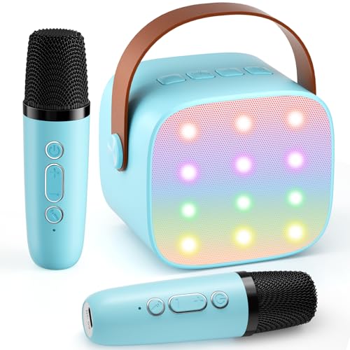 Mini Karaoke Machine with 2 Wireless Microphones, 2026 TOP Kids Portable Bluetooth Karaoke Machine for 3, 4, 5, 6, 7, 8, 9,10,11,12+Year Old, Christmas Birthday Gifts for Girls Boys Adults Home Party - color: Blue