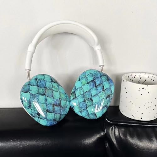 for Glitter AirPods Max Case with Cleaner Kit, Anti-Scratch Shell Pattern Ear Pad Case/Ear Cups Cover/Headband Cover for AirPods Max Protective Skin - color: Fish Scale Pattern