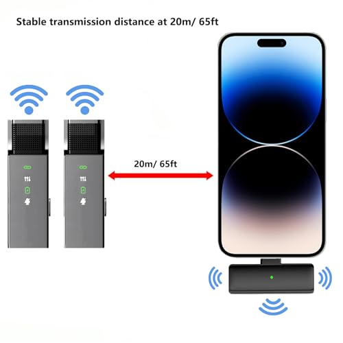 Wireless Microphone (1 TX + 1 RX), Mini Lapel Mic with Charging Case, 6H, Wireless Mic for iPhone, Video Recording, YouTube, Interview, Vlog, TikTok, Live Stream-Lightning Port - size: Lightning
