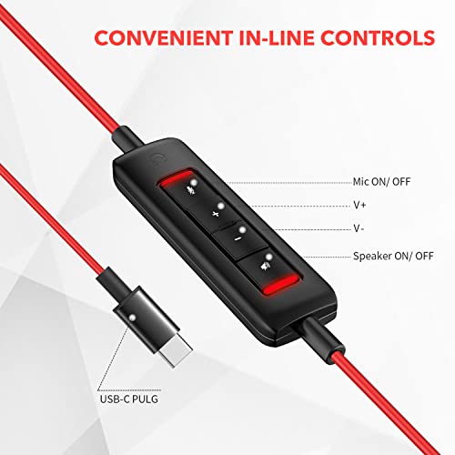 NUBWO USB C Headset with Mic for Laptop, Phone,Headphones with Noise Cancelling Microphone for Computer, On-Ear Wired Office Call Center Headset for Boom SkypeWebinars, in-line Control | Headphones with for Computer, Laptop, Phone, On-Ear Wired Office Cal