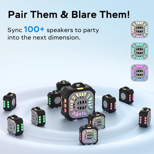 INSMY Shower Speaker IP67 Waterproof Bluetooth Speakers, Portable Small | Multi Sync 100+ Speakers, Big Volume Booming Bass, 24H Playtime,Floatable,RGB Lights for Outdoor Kayak Beach (Black) - color: Black