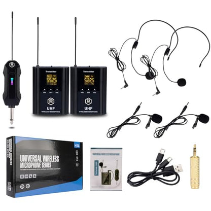 W IN-MIX UHF Wireless Microphone System – 2-Pack with Headset & Lavalier Mics, 100ft Range, 30 Selectable Channels for Karaoke, Church, Teaching & Presentations - style: 2 Pack
