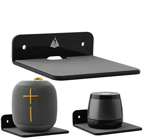 Small Wall Shelf Speaker Stand, Mount for Webcam, Cell Phones, Mesh Router, Display Shelf Acrylic (Black) - color: Black