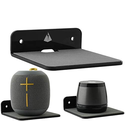 Small Wall Shelf Speaker Stand, Mount for Webcam, Cell Phones, Mesh Router, Display Shelf Acrylic (Black) - color: Black