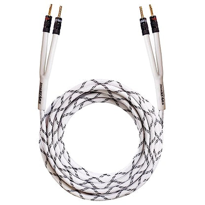 12AWG Speaker Cable (6 Feet), High Performance Heavy Duty Braided Speaker Wire with Dual Gold Plated Banana Plug, 99.99% Oxygen-Free Copper (OFC) - White, 6 Feet - color: White, size: 6 Feet / 1.83 M