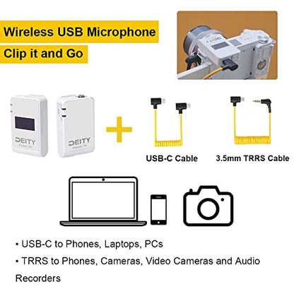 Deity Pocket Wireless Microphones Lavalier Microphone 2.4Ghz White