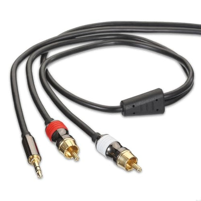 FosPower 3.5mm to RCA Cable (10FT), RCA Audio Cable 24K Gold Plated Male to Male Stereo Aux Cord [Left/Right] Y Splitter Adapter Step Down Design | 3.5mm 1/8 to 2RCA male audio cable with 24K gold-plated connectors for HiFi sound on phone, HDTV, speakers