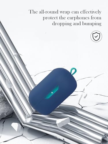 Silicone Case Compatible with JLab JBuds Mini True Wireless Earbuds,Cleaning Kit and Lanyard Soft Protective Shockproof Cover for JLab JBuds Mini-Dark Blue - color: Dark Blue