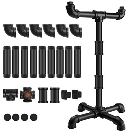 Geekria Metal Tube DIY Assemble Dual Headphone Stand, Gaming Headset Holder, Desk Display Hanger, Compatible with Bose, Sony, AKG, ATH, B&O, JBL, Sennheiser (Black)